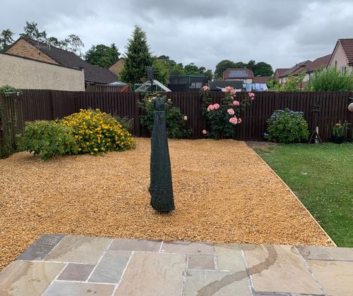 Garden lawn replaced with gravel by Ardilla Landscapes in Dundee
