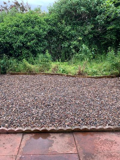 After: Full rear garden lawn-to-gravel conversion, Stobswell, Dundee